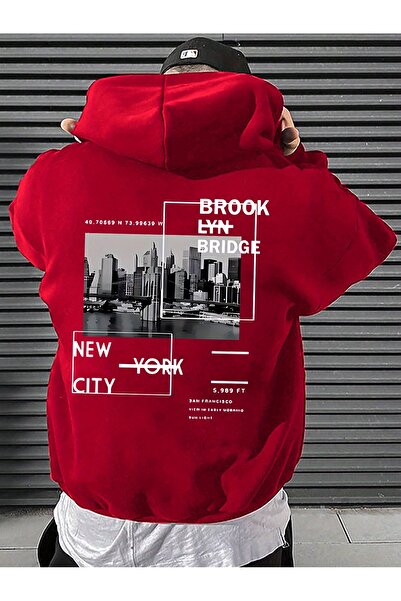 uyguntarz Unisex Brooklyn Bridge Printed Oversize Sweatshirt