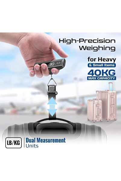 Promate Travel Luggage Scale with Touch Screen LCD, 40kg Max Capacity, Compact Digital Suitcase Weig