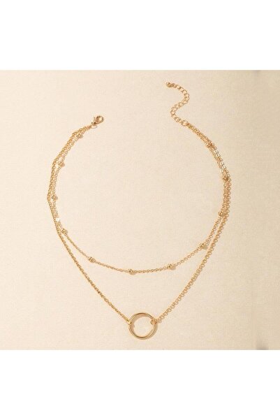 Pursehuit Colier auriu, în 2 straturi, cu pandantiv circular, Dorethy C11