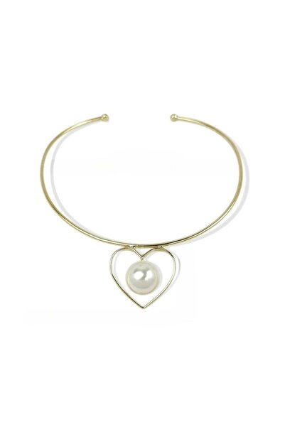 Pursehuit Colier auriu cu pandantiv în formă de inimă și perlă, Maxie C5