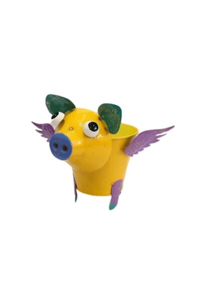 hectarul Decorative Metal Painted Pot - Pig, 35 x 24 x 31 cm