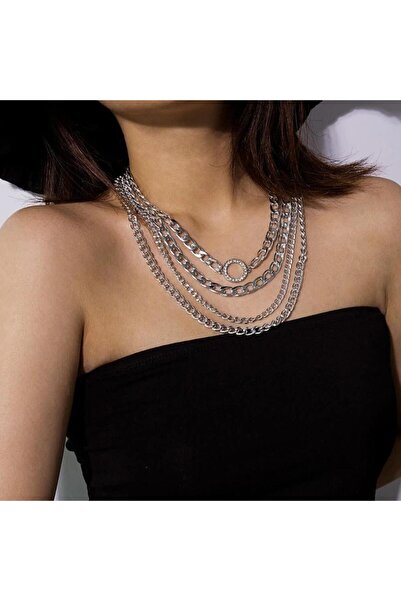 Pursehuit Κολιέ 4 στρώσεων, Ασημί Χρώμα, Malia C4