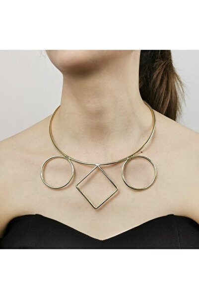 Pursehuit Colier auriu, cu forme geometrice, Casper C5