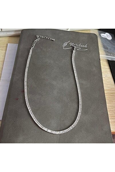 Pursehuit Κολιέ τένις σε ασημένιο χρώμα με πέτρες ζιργκόν, Celeste C1