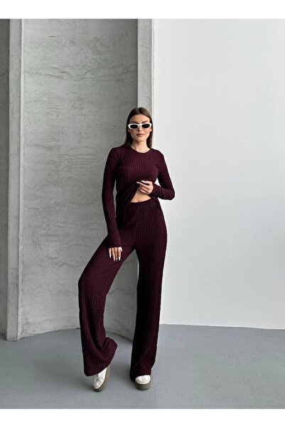 Bella Breeze Costum din două piese pentru femei, cu detaliu de legare în talie, în jos și în sus, înfășurat în stil gofre