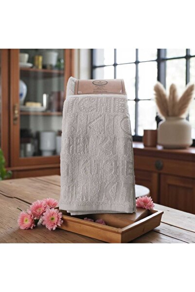 Ercahome tekstil %100 pamuklu krem rengi çok şık mutfak havlusu