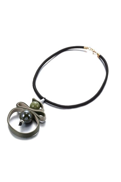 Pursehuit Colier negru cu pandantiv abstract din piele, Rola C2