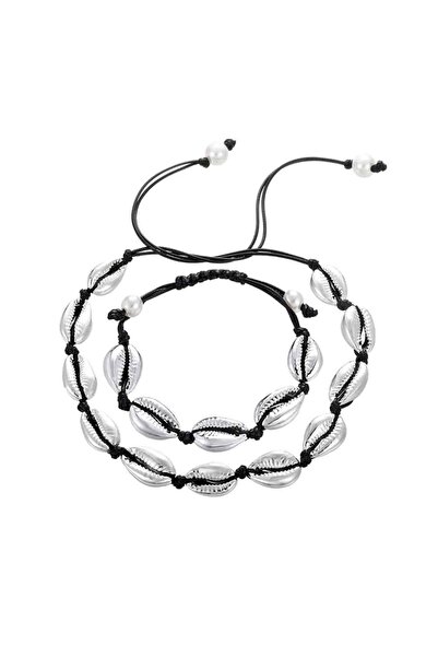 Pursehuit Σετ κολιέ και βραχιόλι Josefien σε ασημί χρώμα με κοχύλια C1