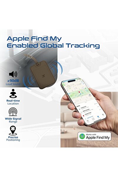 Promate Anti-Loss Smart Leather Luggage Tag with Apple Find My Tracker, RFID Protection, Wireless Ch