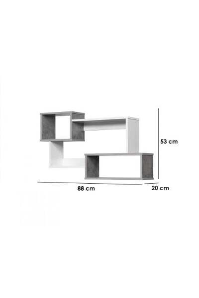 BAITY Wall-mounted interlocking shelves - 3 Malaysian wood cubes in gray and white