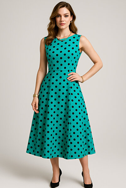 Rich Women's Mint Green Polka Dot Zero Sleeve Dress