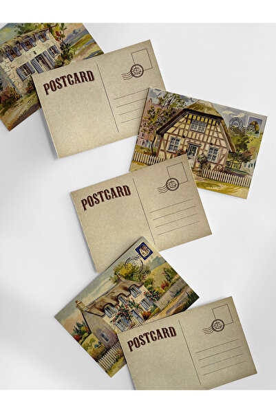 Henno Mini Boy (10x7 cm) 6’lı Vintage Ev Temalı Nostalji Kartpostal Seti | Mi...