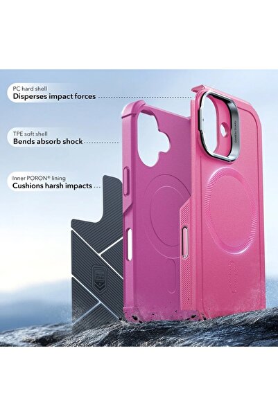 ESR Θήκη για iPhone 17, Cyber ​​Armor Kickstand, Ροζ