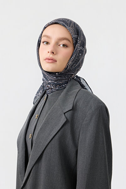Qef Cotton Scarf Bloom Anthracite
