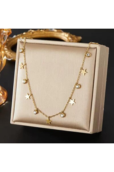 Pursehuit Colier auriu, realizat din oțel inoxidabil, suflat cu aur de 18k, c...