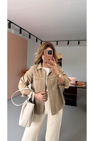 Sezgi Tekin Cep Detay Vison Яке от габардин, което може да се пере