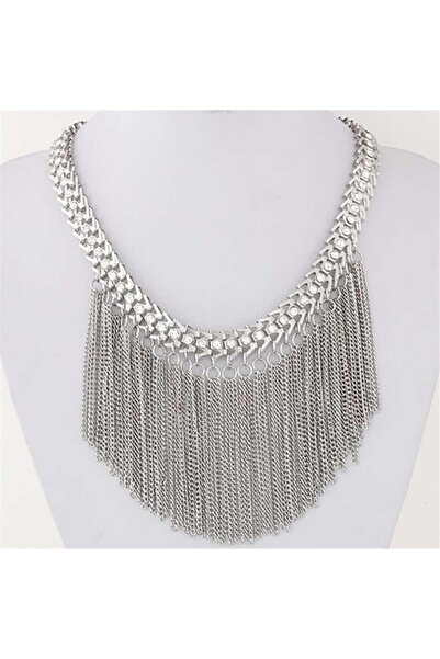 Pursehuit Κολιέ σε ασημένιο χρώμα, με κρόσσια, Livia C1