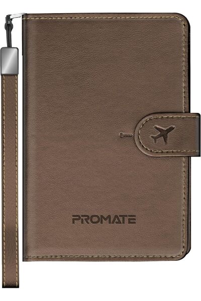 Promate Smart Leather Passport Holder with RFID Protection