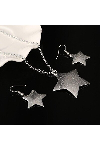 Pursehuit Set colier și cercei, culoare argintie, cu stele, Jolie C2