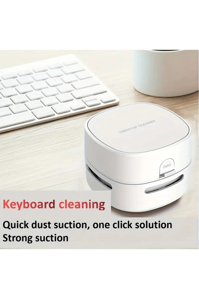 Choice مكنسة كهربائية صغيرة بيضاء لسطح المكتب، أداة إزالة غبار مكتب، مكنسة كهربائية للكمبيوتر المنزلي، تنظيف السيارة