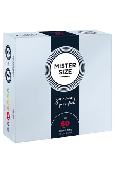 Mister Size condoms 60 mm, Ultra Thin 0.05 mm, Latex, Transparent, 36 pcs