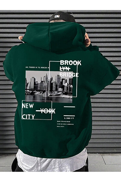 uyguntarz Unisex Brooklyn Bridge Printed Oversize Sweatshirt