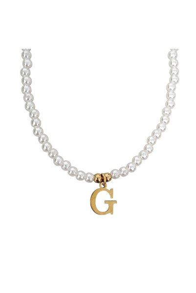 Pursehuit Χρυσό κολιέ με μαργαριτάρια και μενταγιόν με το γράμμα G C2