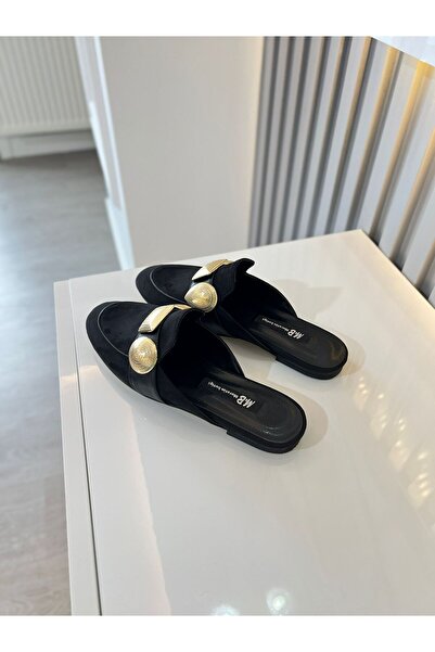 M&B Κομψές παντόφλες από σουέτ με χρυσές λεπτομέρειες σε μέγεθος 36/43, συνδυάζουν άνεση και κομψότητα