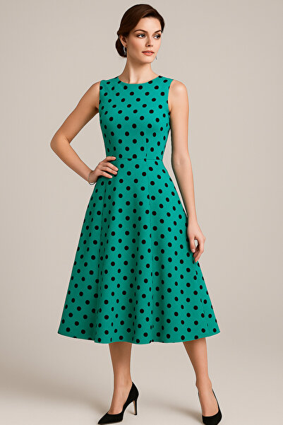 Rich Women's Mint Green Polka Dot Zero Sleeve Dress
