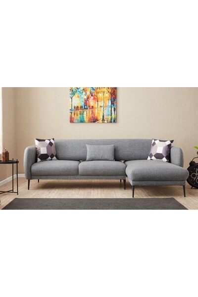 Rabi Venüs Yataklı Köşe Koltuk Gri Sağ