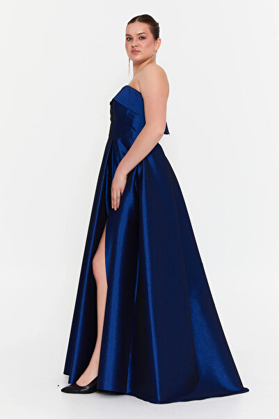 ŞEREF VURAL Women's Plus Size Strapless Double Pocket A-Line Maxi Evening Dress 8337 Saks