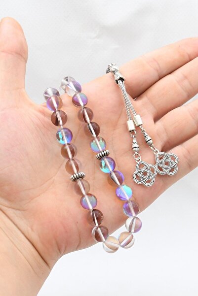 Prestige Natural Thermal Quartz Stone 33 Prayer Beads with Metal Tassel 10mm Sphere Cut 902253