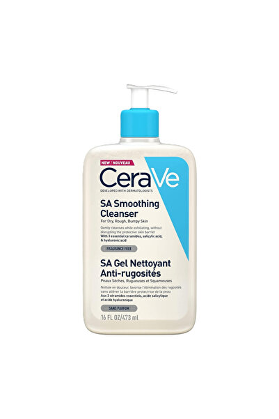 CeraVe SA Smoothing Cleanser Gel Nettoyant Anti-Rugosites, 473 ML, Salicylic Acid