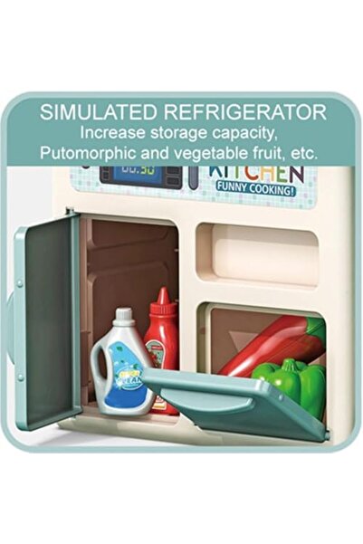 R REVA Reva Cooking Kitchen Set Toy - 33PCS Mini Kitchen Playset for Kids with Water Spray, Light & Sound E