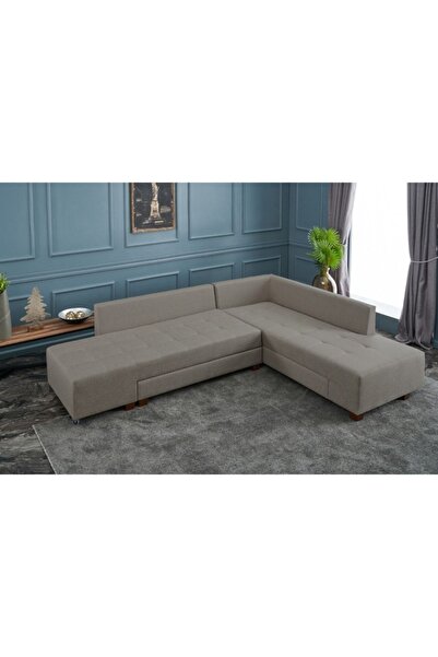 Rabi Manama Stil Yataklı Köşe Koltuk Takımı Krem Sağ
