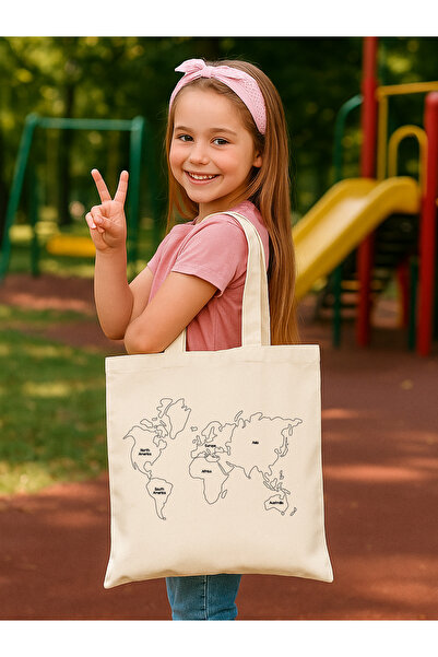 Cemira Painting Set World Map Painting Bag 35*40 Raw Cloth Bag Painting Kindergarten Children Activity Painting