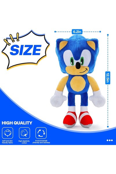 XICEN 12" Sonic The Hedgehog Plush Toy – Classic Blue Stuffed Doll Gift for Kids & Fans