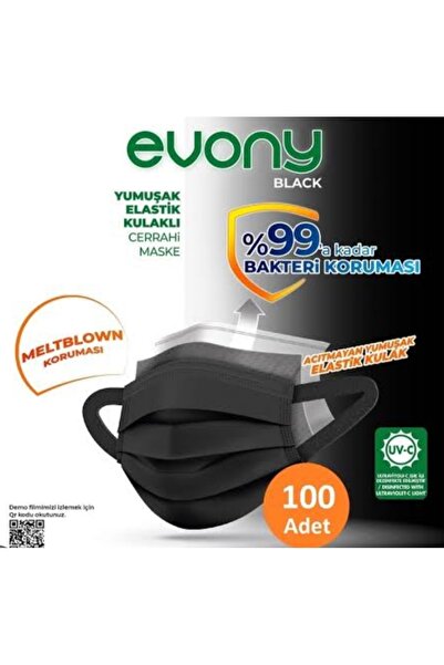 Asfor CERRAHİ MASKE SİYAH RENK 100 ADET