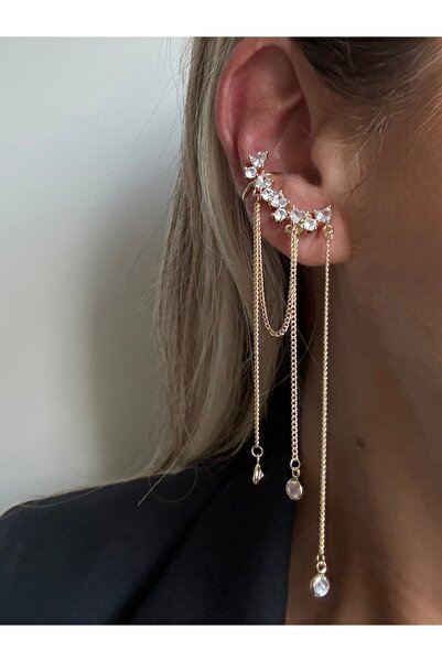 Rossetto Atelier İthal Gold Shiva Küpe & Earcuff