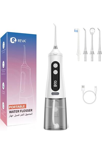 R REVA جهاز ري الفم اللاسلكي ريفا بروفيشنال المائي - فوهة دوارة 360 درجة، خزا...