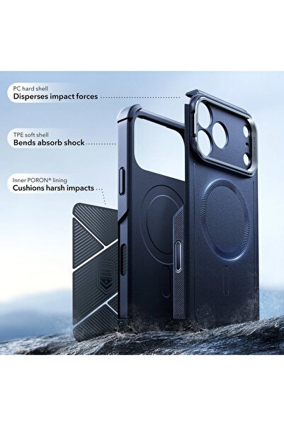 ESR Θήκη για iPhone 17 Pro, Cyber ​​Armor Kickstand, Μπλε