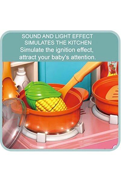 R REVA Reva Cooking Kitchen Set Toy - 33PCS Mini Kitchen Playset for Kids with Water Spray, Light & Sound E