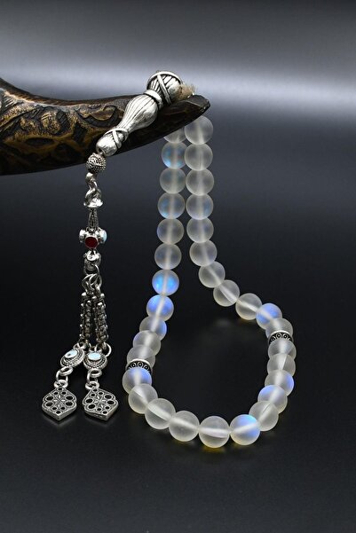 Prestige Natural Quartz Stone 33-Bead Rosary with Metal Tassel 8mm Sphere Cut 902238