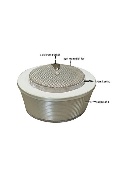 FABRİKAM06 Cream Mesh Yellow, Imam Yellow, Mosque Yellow, Mesh Fez, Mosque Supplies S234
