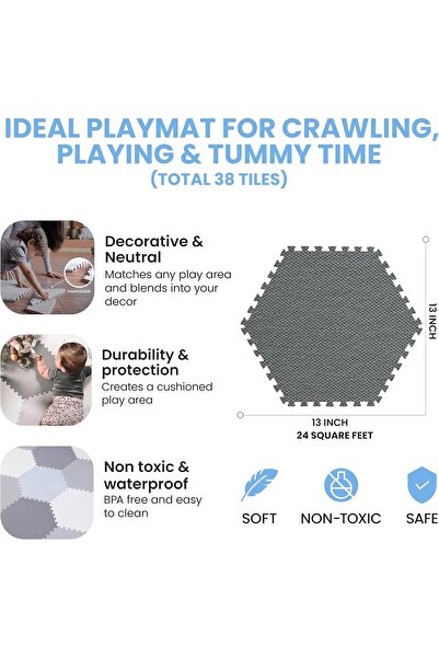 Generic Baby Play Mat - Non-Toxic Extra-Thick Kid's Puzzle Exercise Activity Mat - Soft EVA Foam Interlockin