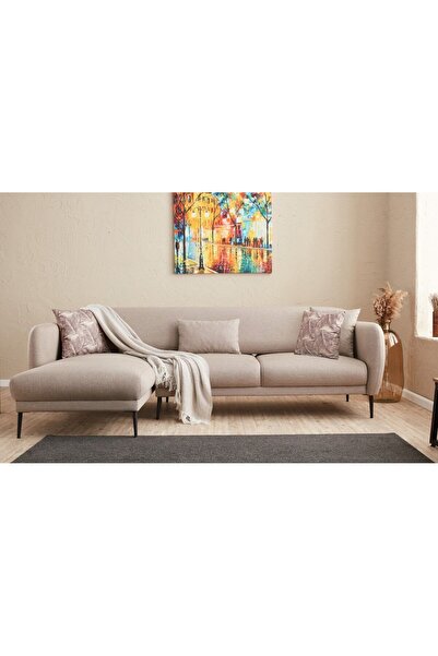 Rabi Venüs Yataklı Köşe Koltuk Krem Sol