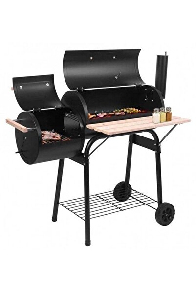 Generic شواية محمولة مع شواية جانبية، كبيرة، قابلة للتحريك وسهلة النقل بتصميم أنيق