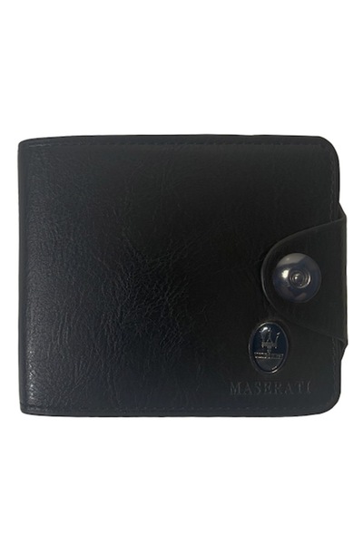OEM Men's Wallet Made of Eco-Leather, Maserati Model, Magnetic Clasp Closure, Black