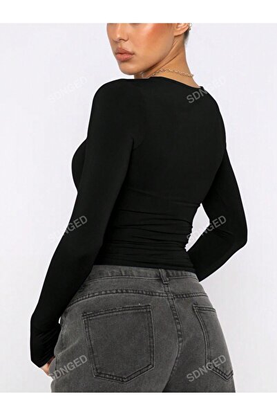 MOONBULL Women's Ultra Soft Round Neck Long Sleeve Blouse