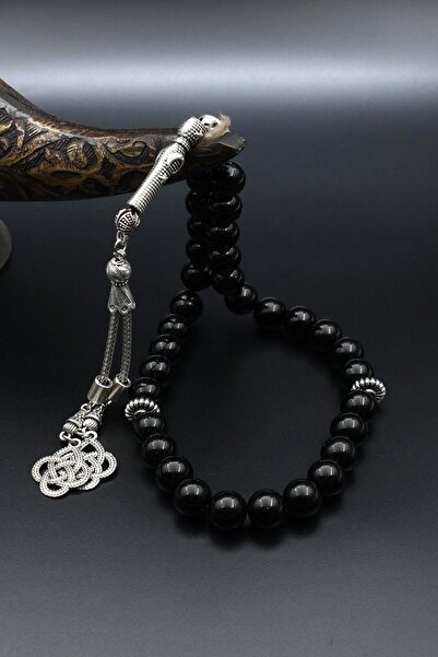 Prestige Natural Onyx Stone 33 Beads Prayer Beads with Metal Tassel 10mm Sphere Cut 902259